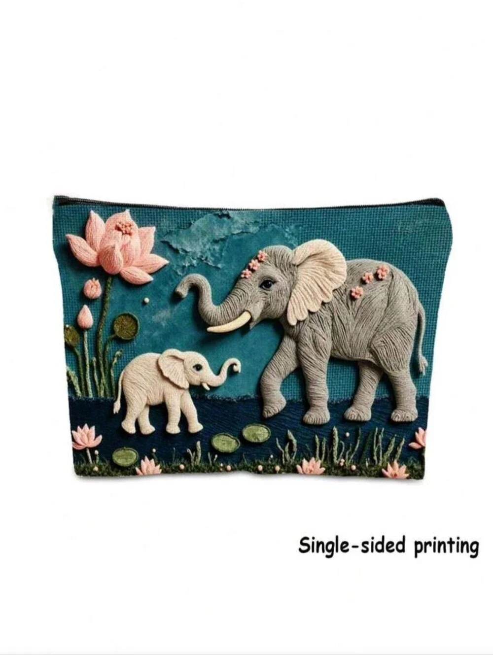 Cosmetic Bag - Elephant & Lotus Cosmetic Makeup Bag/Travel Pouch - NIP